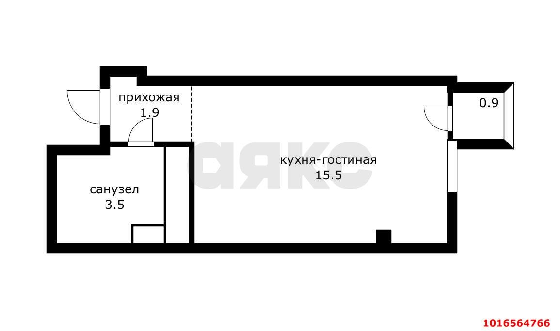 Фото №8: Студия 24&nbsp;м², 6/9&nbsp;эт. - Краснодар, мкр. Прикубанский внутригородской округ, ул. Калужская, 16