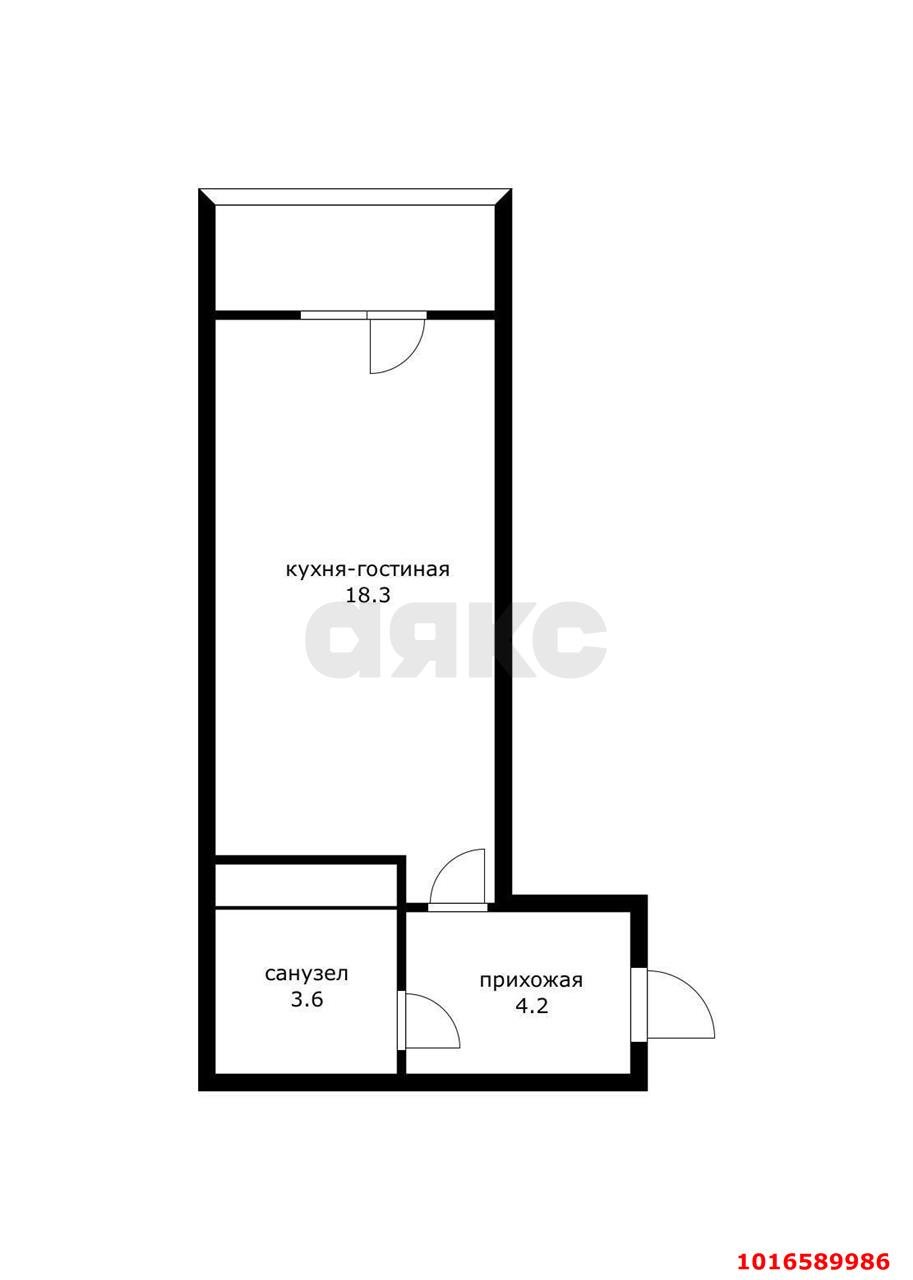 Фото №10: Студия 30&nbsp;м², 3/24&nbsp;эт. - Краснодар, Прикубанский внутригородской округ, мкр. ЖК Абрикосово, ул. имени Героя Георгия Бочарникова, 4к1