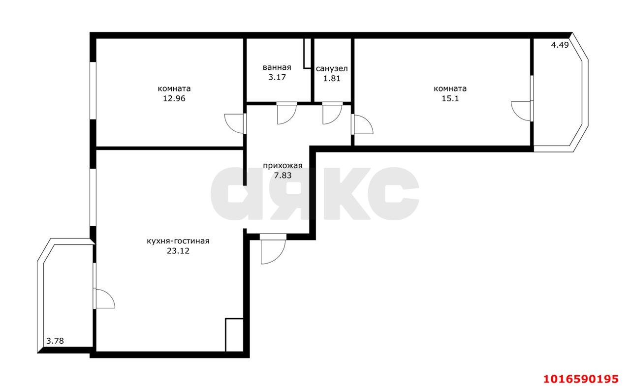 Фото №6: 2-комнатная квартира 72&nbsp;м², 11/22&nbsp;эт. - Краснодар, Прикубанский внутригородской округ, мкр. Достояние, ул. Григория Булгакова