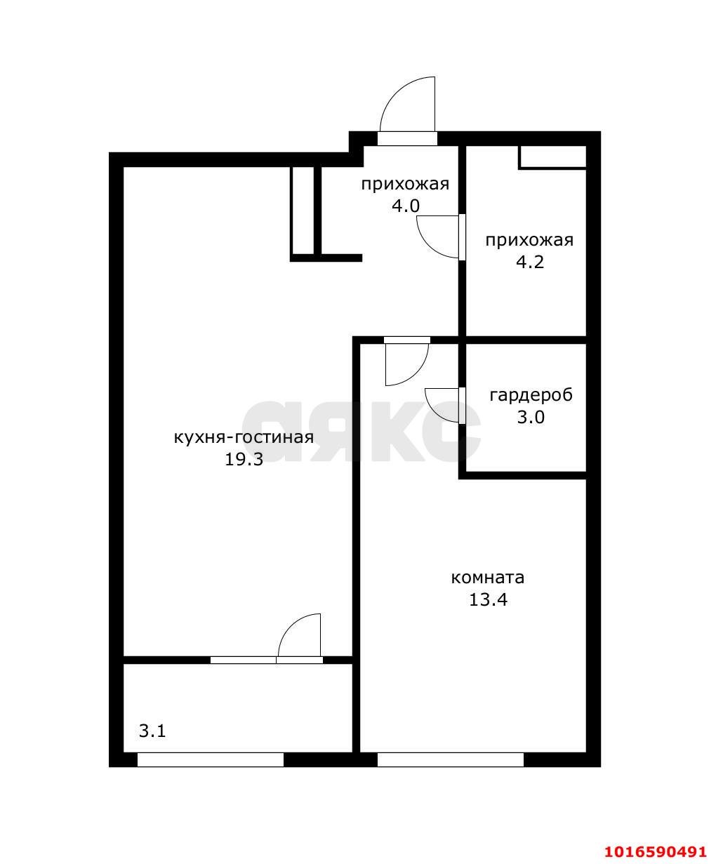 Фото №4: 1-комнатная квартира 47&nbsp;м², 4/18&nbsp;эт. - Краснодар, Прикубанский внутригородской округ, мкр. культурный квартал Эрмитаж, ул. им. Мурата Ахеджака, 26