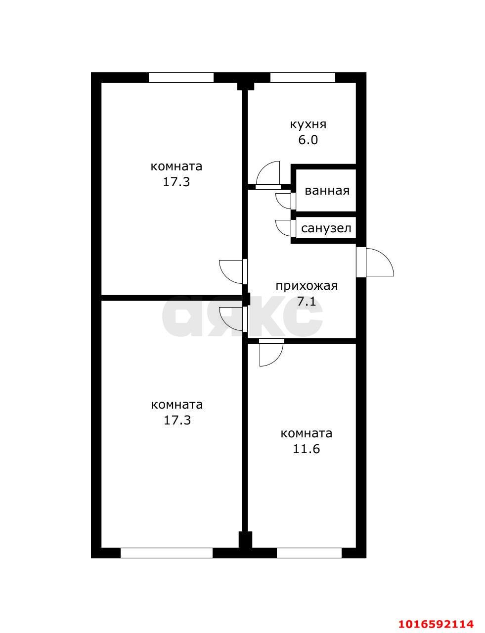 Фото №10: 3-комнатная квартира 62&nbsp;м², 2/5&nbsp;эт. - Краснодар, Карасунский внутригородской округ, мкр. Гидростроителей, ул. Гидростроителей, 12