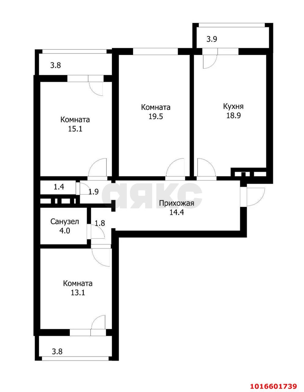 Фото №2: 3-комнатная квартира 91&nbsp;м², 11/12&nbsp;эт. - Краснодар, Прикубанский внутригородской округ, мкр. Новый, ул. 9-я Тихая, 17