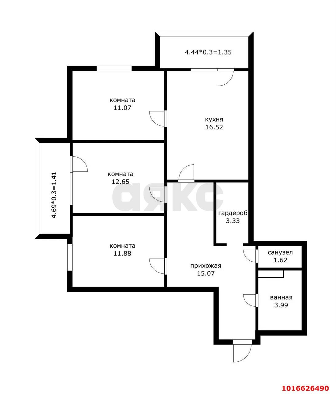 Фото №17: 3-комнатная квартира 75&nbsp;м², 8/13&nbsp;эт. - Краснодар, Прикубанский внутригородской округ, Славянский, мкр. Светлоград, ул. Красных Партизан, 1/4к1