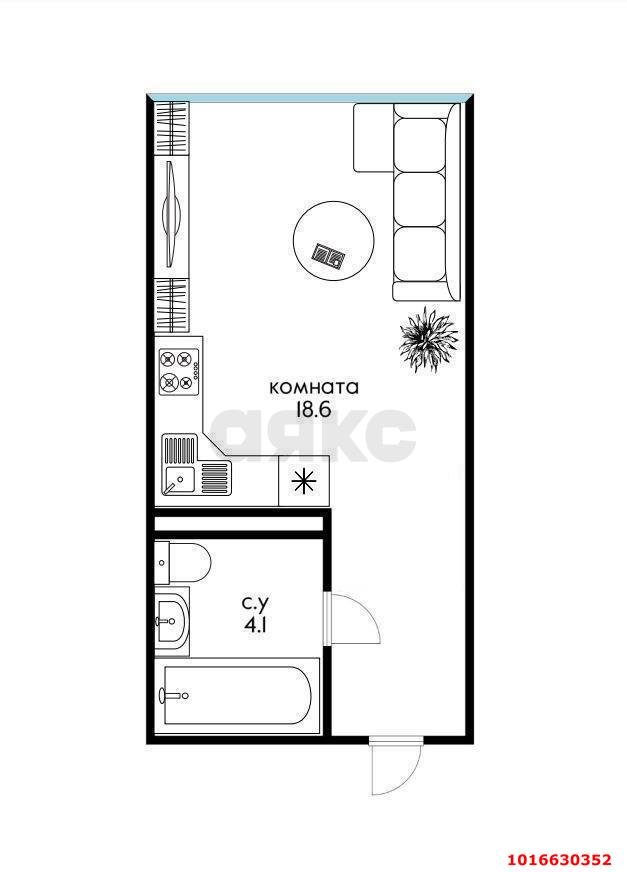 Фото №4: Студия 23&nbsp;м², 12/16&nbsp;эт. - Краснодар, Центральный внутригородской округ, мкр. Черёмушки, ул. Обрывная, 132/1к6
