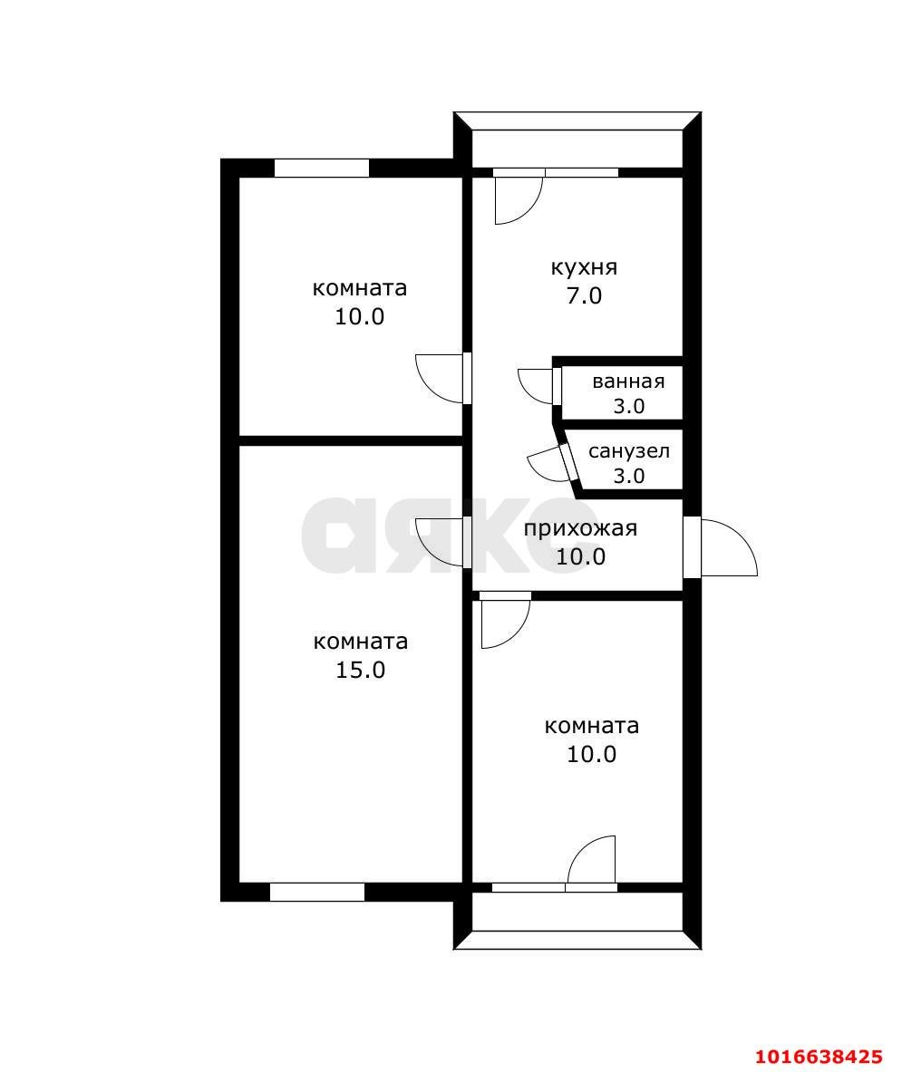 Фото №17: 3-комнатная квартира 58&nbsp;м², 2/5&nbsp;эт. - Краснодар, Центральный внутригородской округ, мкр. Черёмушки, ул. Стасова, 160