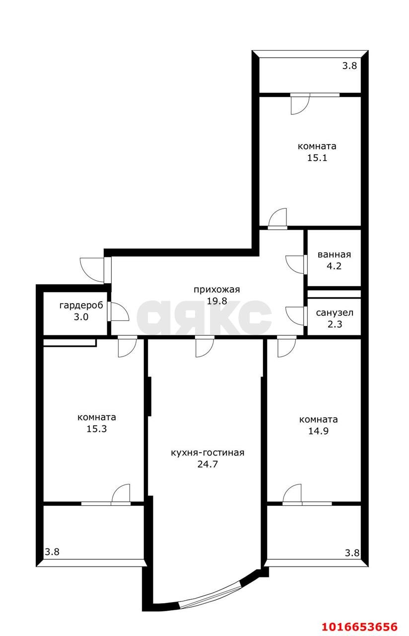 Фото №26: 3-комнатная квартира 107&nbsp;м², 10/23&nbsp;эт. - Краснодар, Карасунский внутригородской округ, Гидростроителей, мкр. ЖК Речной Бриз, ул. Парусная, 10к2