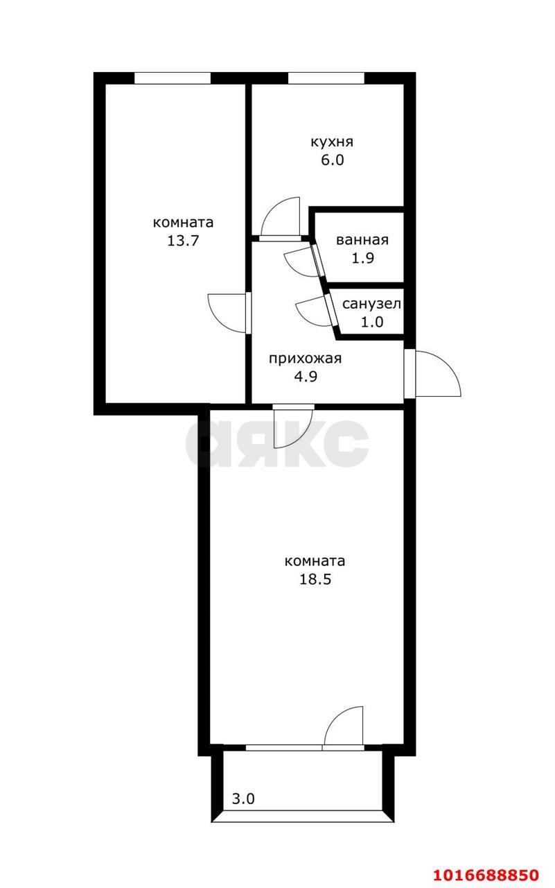 Фото №14: 2-комнатная квартира 49&nbsp;м², 3/5&nbsp;эт. - Краснодар, Западный внутригородской округ, мкр. Фестивальный, ул. Котовского, 106