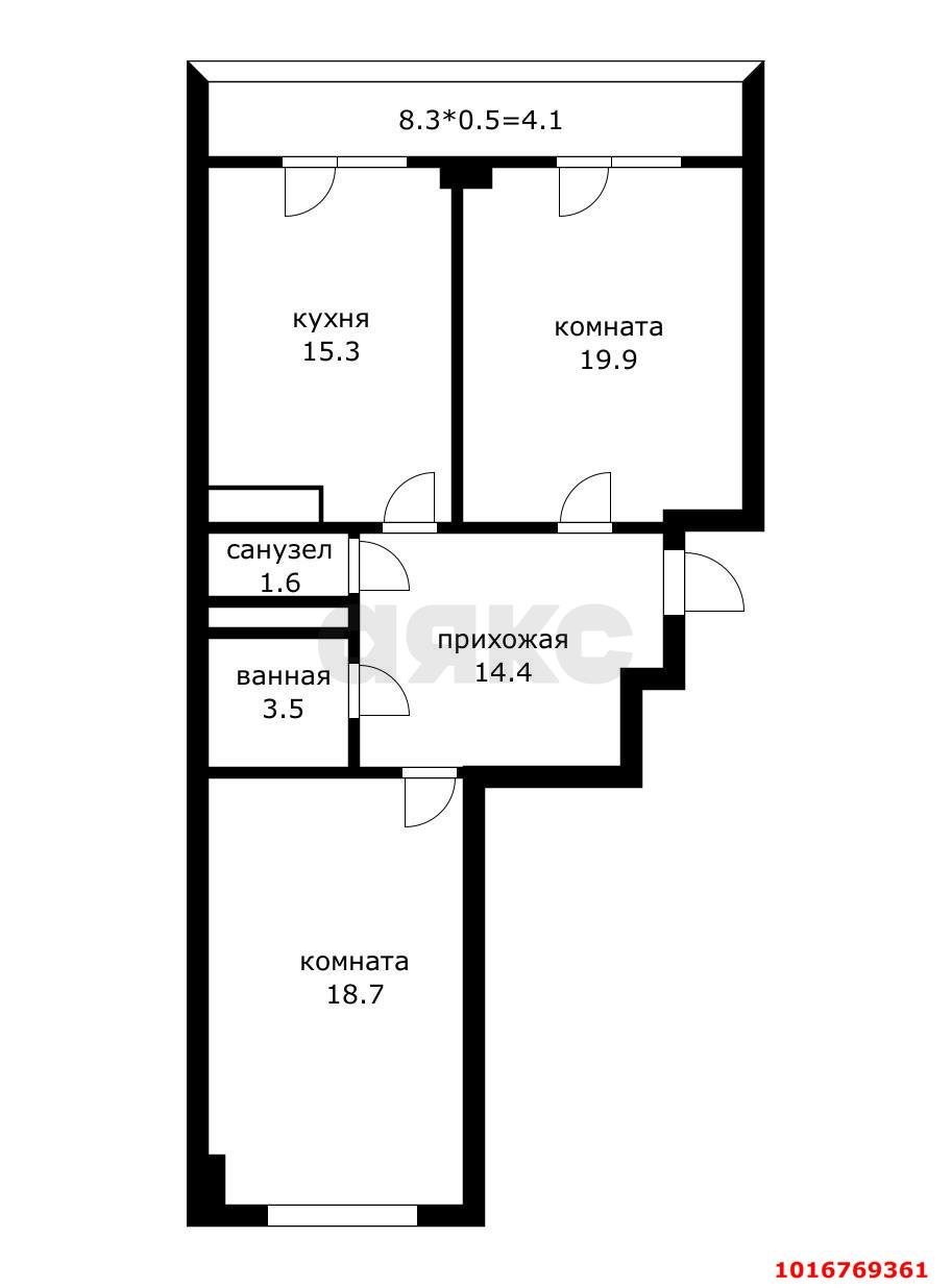 Фото №3: 2-комнатная квартира 77&nbsp;м², 8/16&nbsp;эт. - Краснодар, Прикубанский внутригородской округ, Фестивальный, мкр. Солнечный, ул. Памяти Чернобыльцев, 8