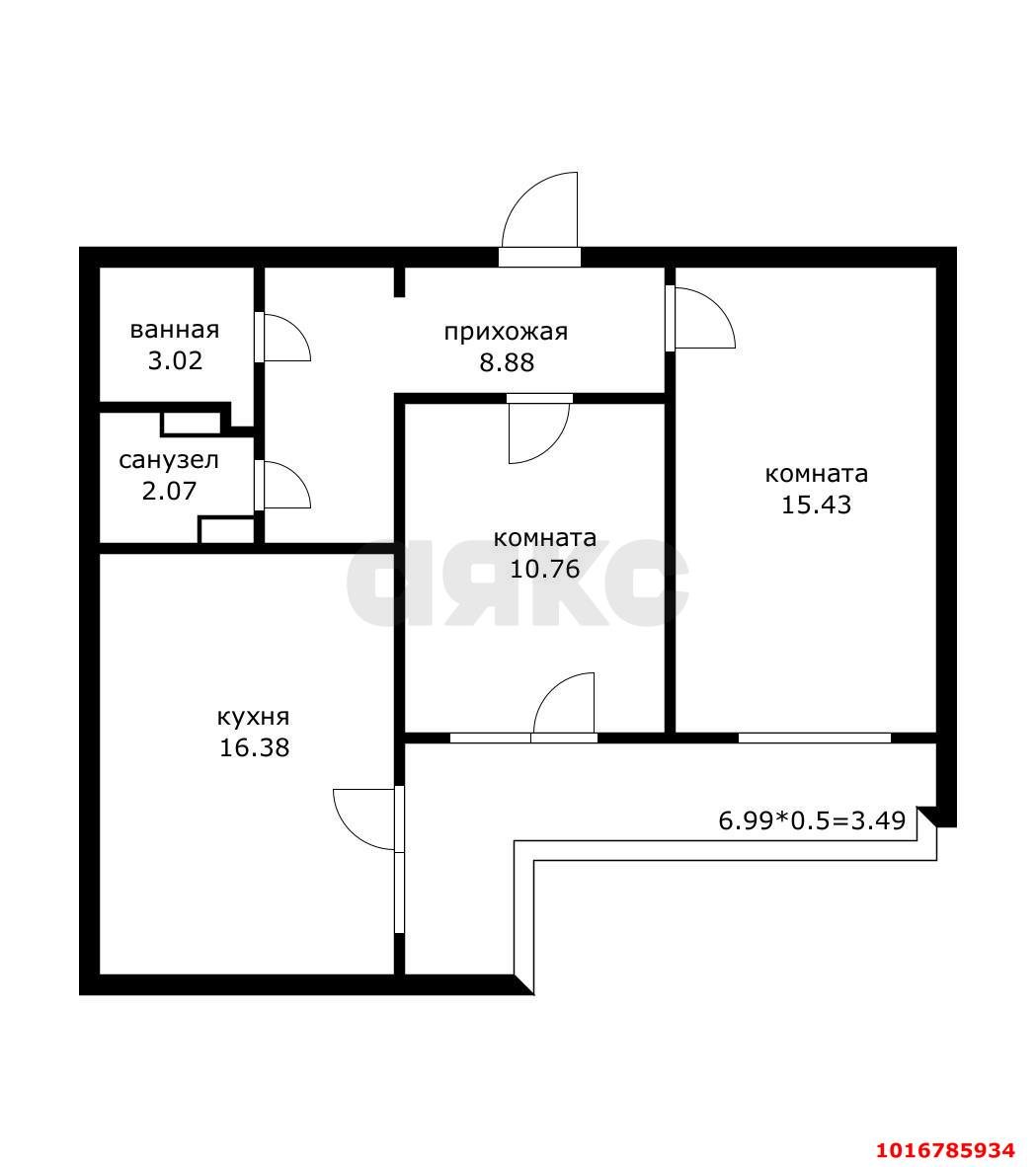 Фото №17: 2-комнатная квартира 63&nbsp;м², 12/25&nbsp;эт. - Краснодар, Карасунский внутригородской округ, Камвольно-суконный Комбинат, мкр. ЖК Урал, ул. Уральская, 87/7