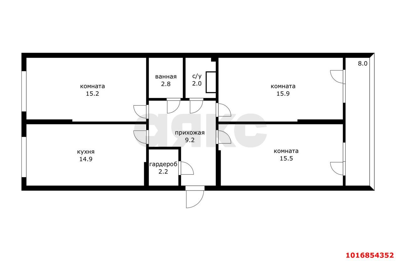 Фото №13: 3-комнатная квартира 85&nbsp;м², 8/16&nbsp;эт. - Краснодар, Прикубанский внутригородской округ, мкр. жилой комплекс Самолёт-3, ул. Константина Гондаря, 97