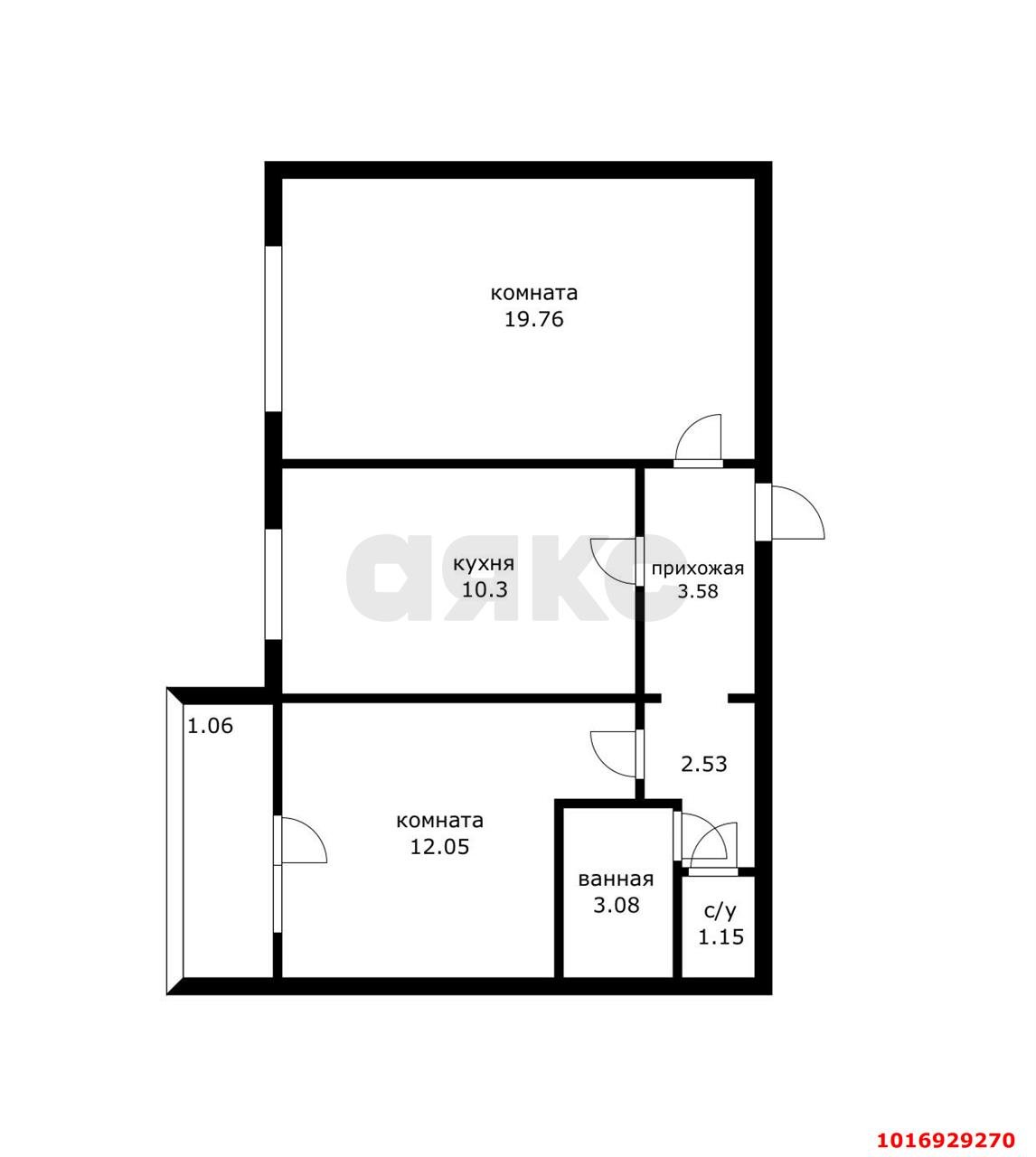 Фото №6: 2-комнатная квартира 54&nbsp;м², 1/12&nbsp;эт. - Краснодар, Прикубанский внутригородской округ, мкр. Микрохирургии глаза, ул. Красных Партизан, 4/3