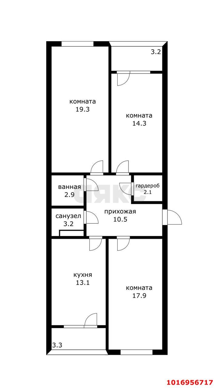 Фото №17: 3-комнатная квартира 82&nbsp;м², 21/25&nbsp;эт. - Краснодар, Карасунский внутригородской округ, жилой комплекс На Магистральной, мкр. Камвольно-суконный Комбинат, ул. Магистральная, 11к3