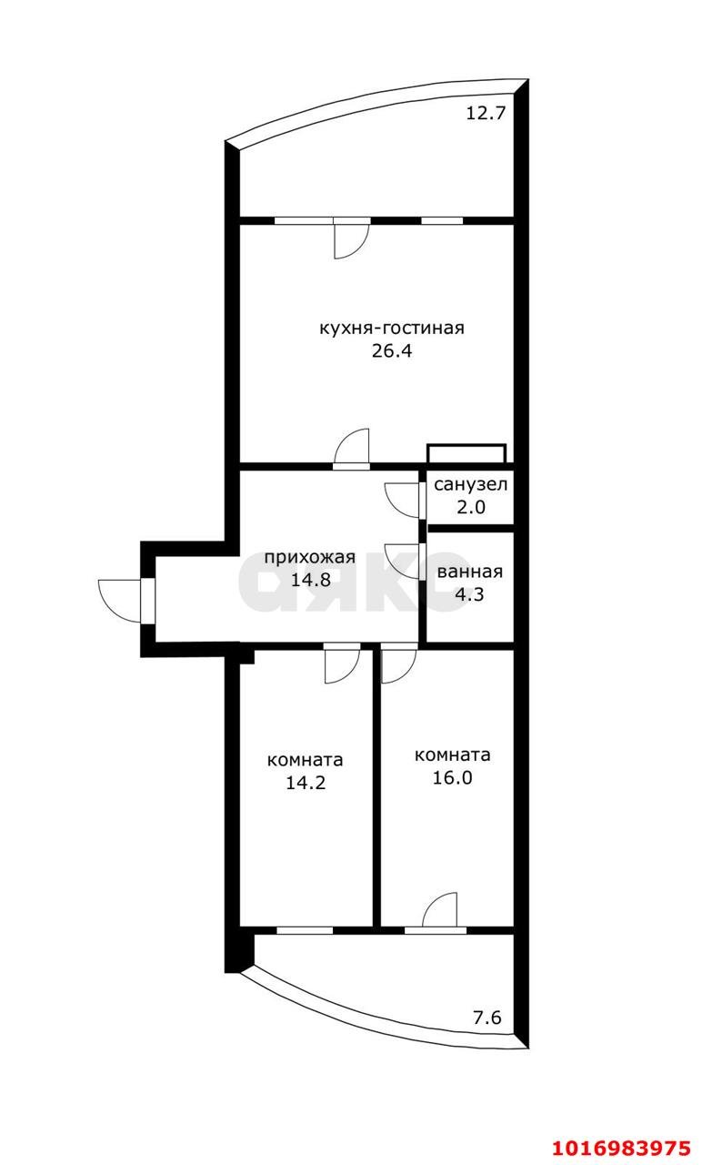 Фото №11: 2-комнатная квартира 77&nbsp;м², 9/10&nbsp;эт. - Краснодар, Прикубанский внутригородской округ, Музыкальный, мкр. ЖК Инсити, ул. Российская, 267/3к3
