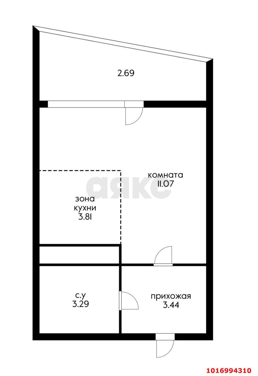Фото №12: Студия 26&nbsp;м², 4/16&nbsp;эт. - Ольгинка, квартал Кабак, территория ГСК Сигнал, мкр. 3-й, 21