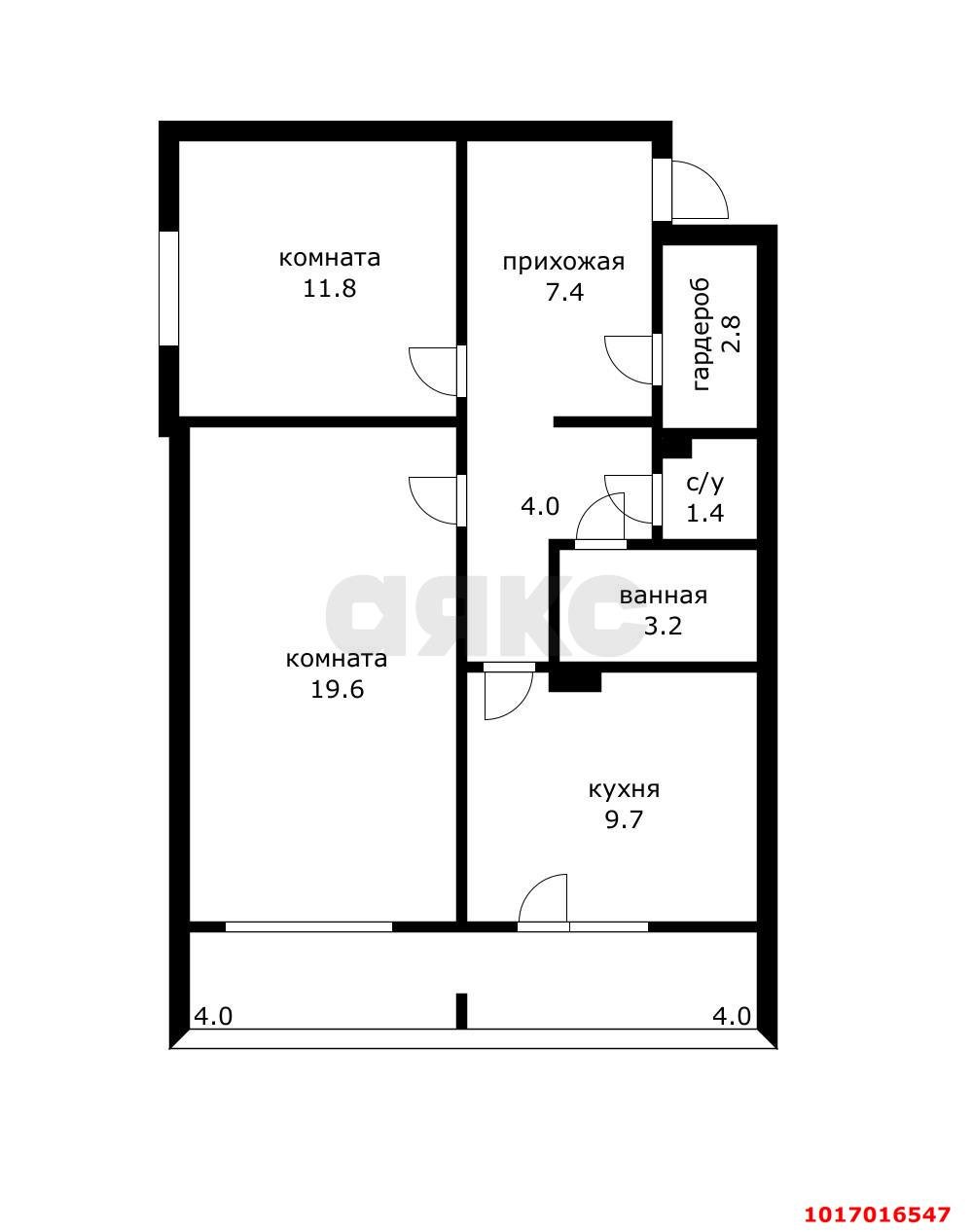 Фото №4: 2-комнатная квартира 60&nbsp;м², 8/16&nbsp;эт. - Краснодар, Прикубанский внутригородской округ, мкр. Микрохирургии глаза, ул. Академика Лукьяненко, 30