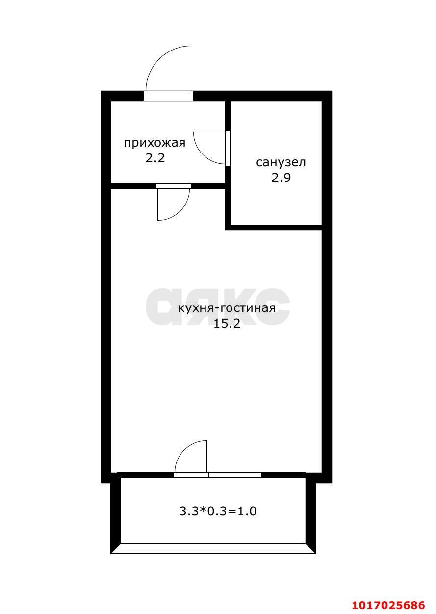 Фото №13: Студия 21&nbsp;м², 3/5&nbsp;эт. - Новая Адыгея, мкр. жилой комплекс Золотая линия, ул. Бжегокайская, 29Д