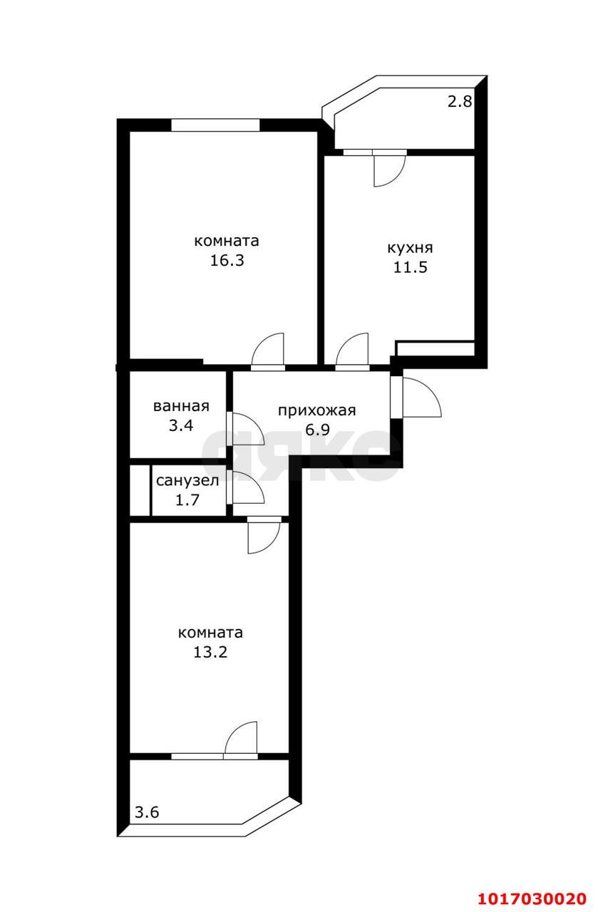 Фото №6: 2-комнатная квартира 59&nbsp;м², 17/22&nbsp;эт. - Краснодар, Прикубанский внутригородской округ, мкр. Достояние, ул. Григория Булгакова, 6