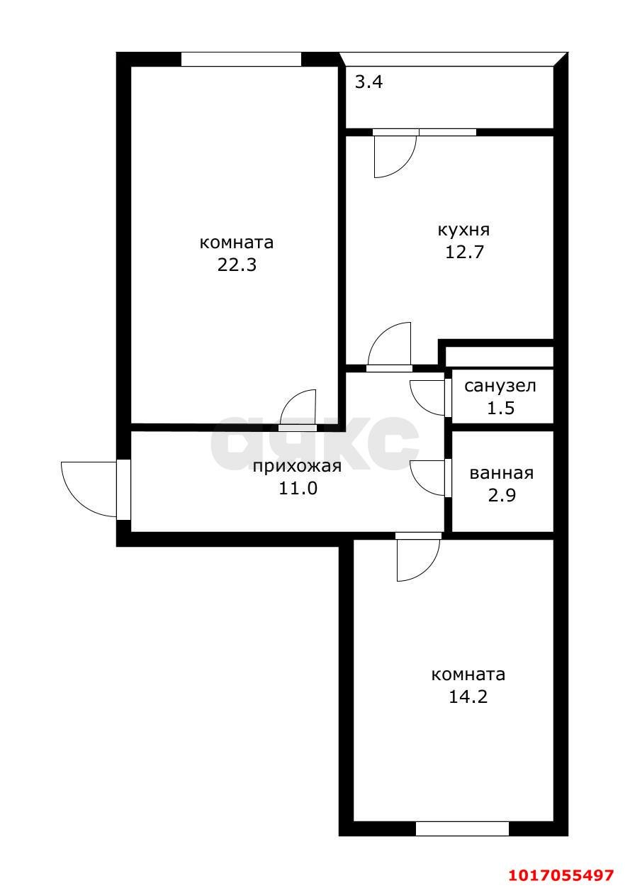 Фото №10: 2-комнатная квартира 66&nbsp;м², 7/9&nbsp;эт. - Яблоновский, ул. Гагарина, 192к3
