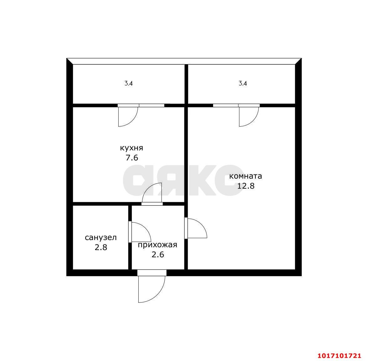 Фото №12: 1-комнатная квартира 32&nbsp;м², 3/5&nbsp;эт. - Новая Адыгея, мкр. ЖК Дарград, ул. Тургеневское шоссе, 33/3к17