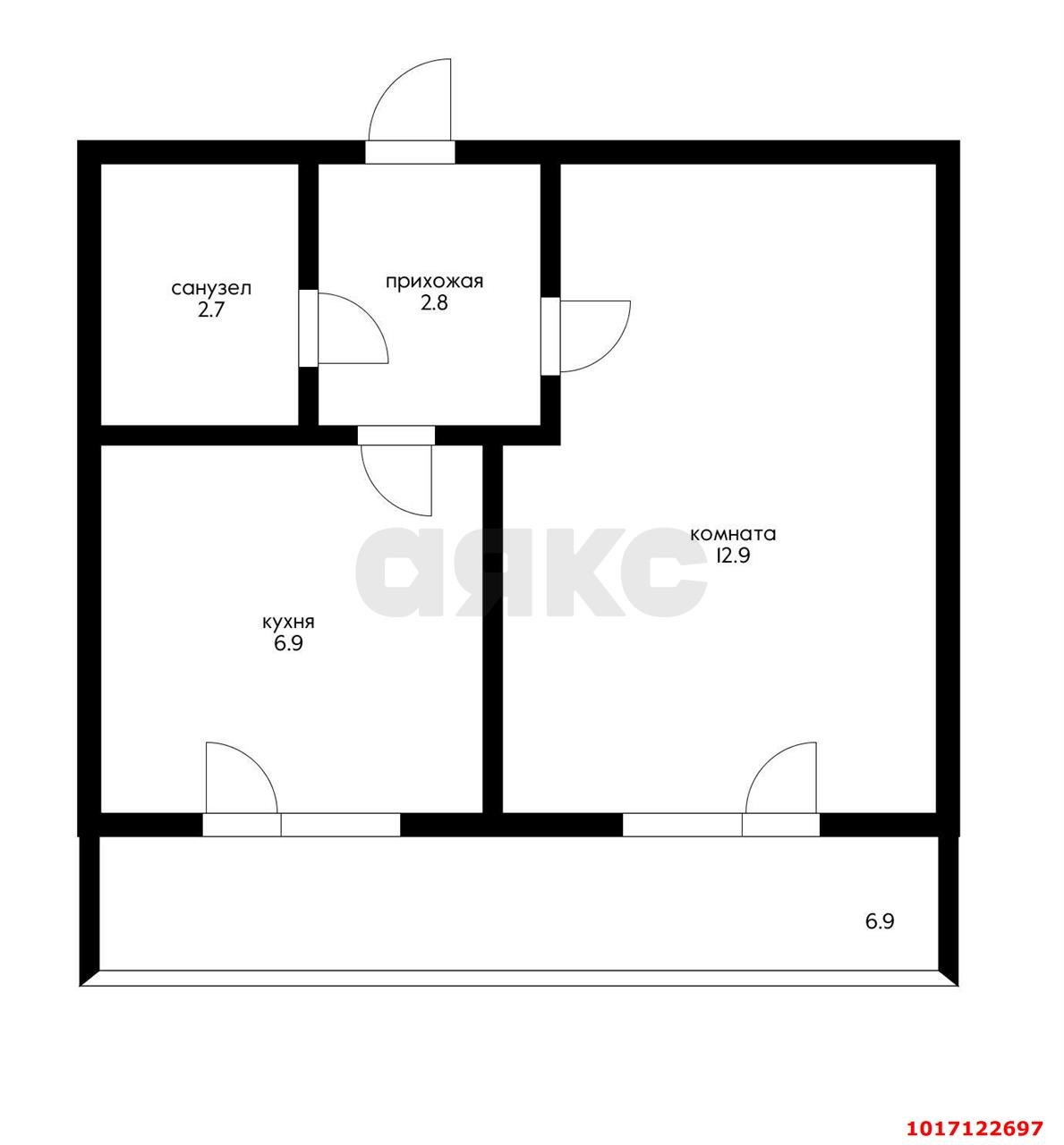 Фото №2: 1-комнатная квартира 32&nbsp;м², 3/5&nbsp;эт. - Новая Адыгея, мкр. ЖК Дарград, ул. Тургеневское шоссе, 33/2к27
