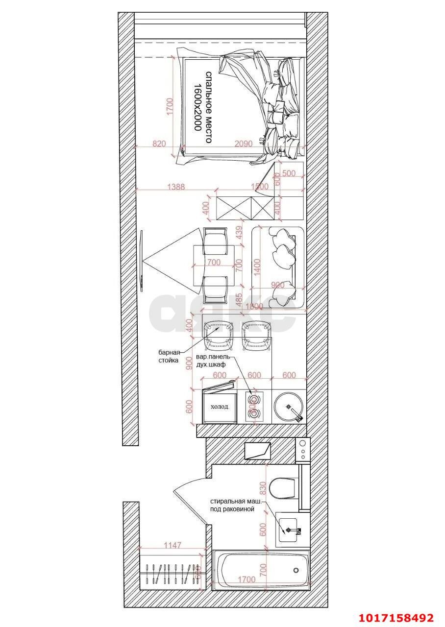 Фото №18: Студия 31&nbsp;м², 15/16&nbsp;эт. - Краснодар, Прикубанский внутригородской округ, мкр. Догма Парк, ул. Марины Цветаевой, 1