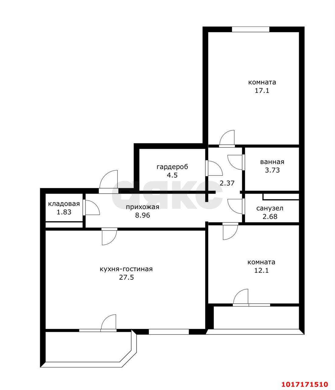 Фото №14: 3-комнатная квартира 80&nbsp;м², 1/16&nbsp;эт. - Краснодар, Прикубанский внутригородской округ, ЖК Кубанский, мкр. Завод Измерительных Приборов, ул. Зиповская, 46
