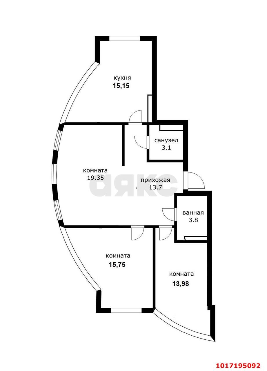 Фото №2: 3-комнатная квартира 78&nbsp;м², 1/19&nbsp;эт. - Краснодар, Прикубанский внутригородской округ, ЖК Тополиная Топольковая, мкр. имени Петра Метальникова, ул. Тополиная, 40/1к1