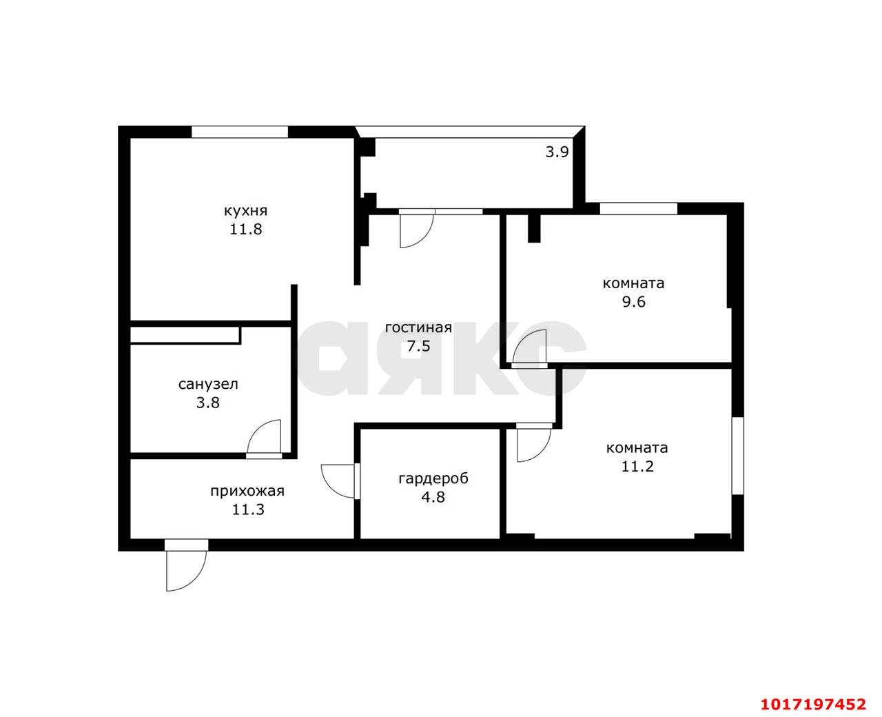 Фото №10: 3-комнатная квартира 61&nbsp;м², 5/9&nbsp;эт. - Краснодар, Прикубанский внутригородской округ, мкр. жилой комплекс Лиговский, ул. Академика Фёдорова, 9