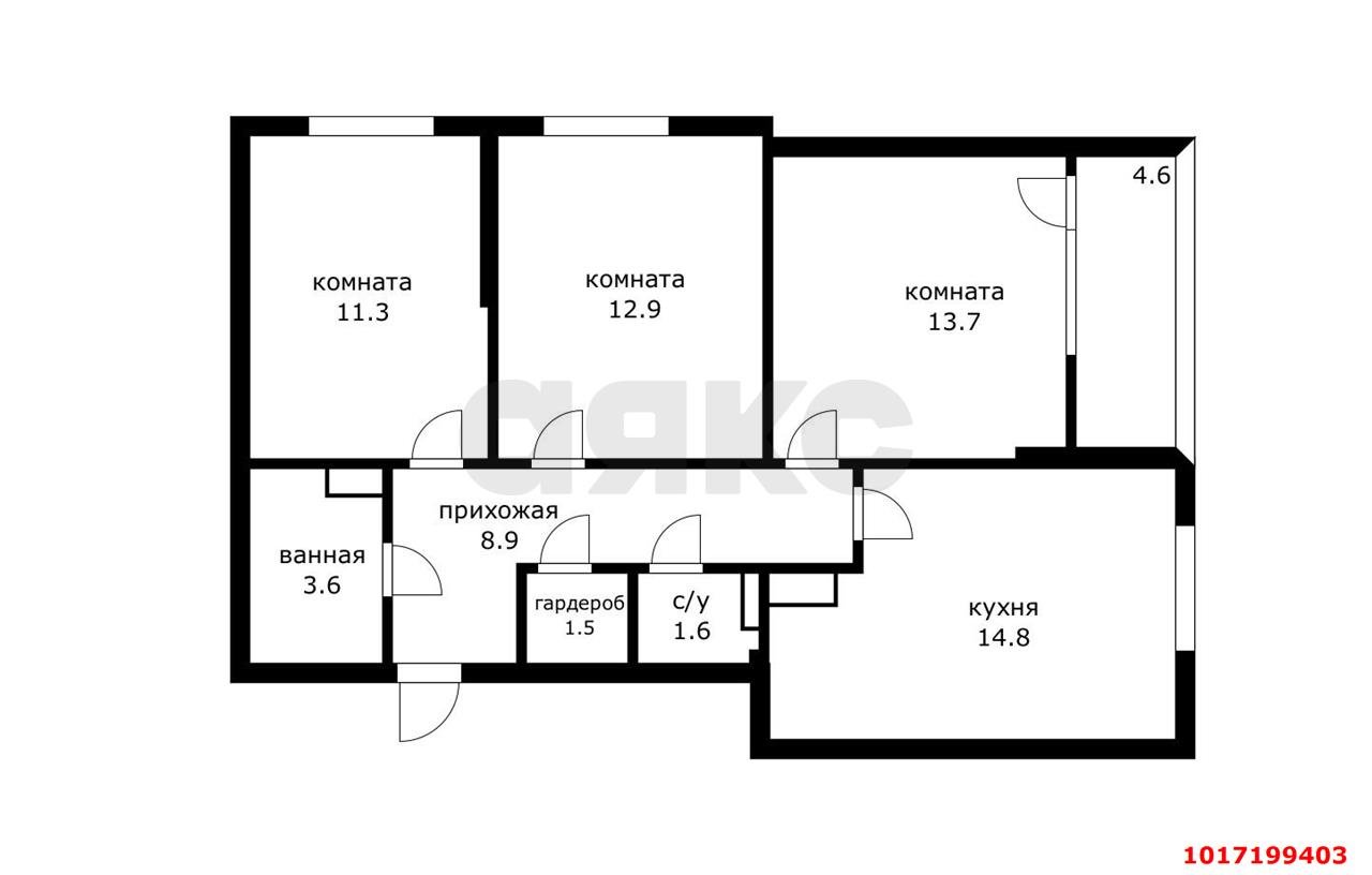 Фото №2: 3-комнатная квартира 73&nbsp;м², 8/16&nbsp;эт. - Краснодар, Прикубанский внутригородской округ, мкр. жилой комплекс Самолёт-6, ул. Ивана Беличенко, 92к2
