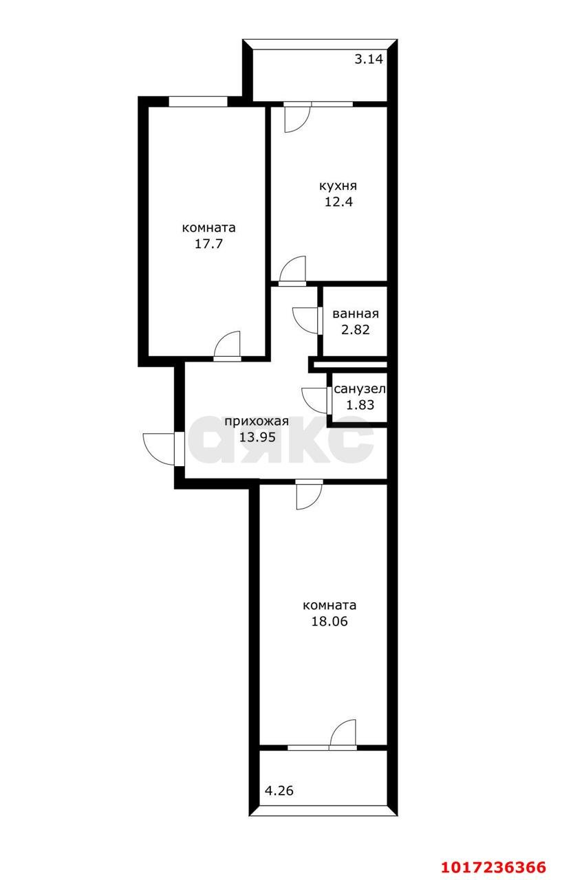 Фото №8: 2-комнатная квартира 68&nbsp;м², 5/5&nbsp;эт. - Южный, ул. Мира, 34