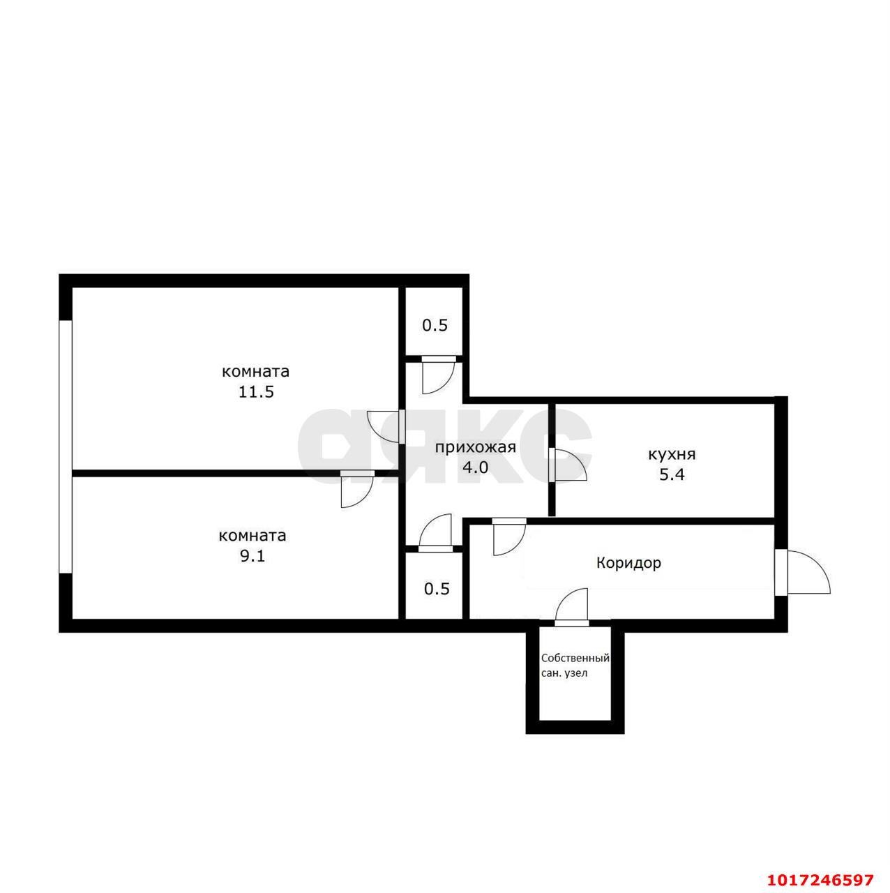 Фото №5: 2-комнатная квартира 33&nbsp;м², 4/9&nbsp;эт. - Краснодар, Карасунский внутригородской округ, мкр. Черёмушки, ул. Селезнёва, 174