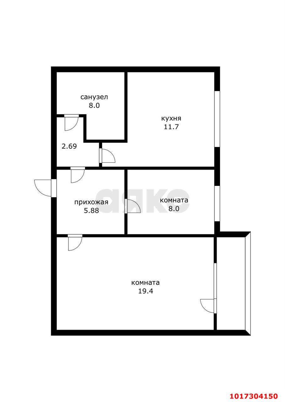 Фото №4: 2-комнатная квартира 55&nbsp;м², 10/10&nbsp;эт. - Краснодар, Прикубанский внутригородской округ, мкр. Краевая Клиническая Больница, ул. Черкасская, 43