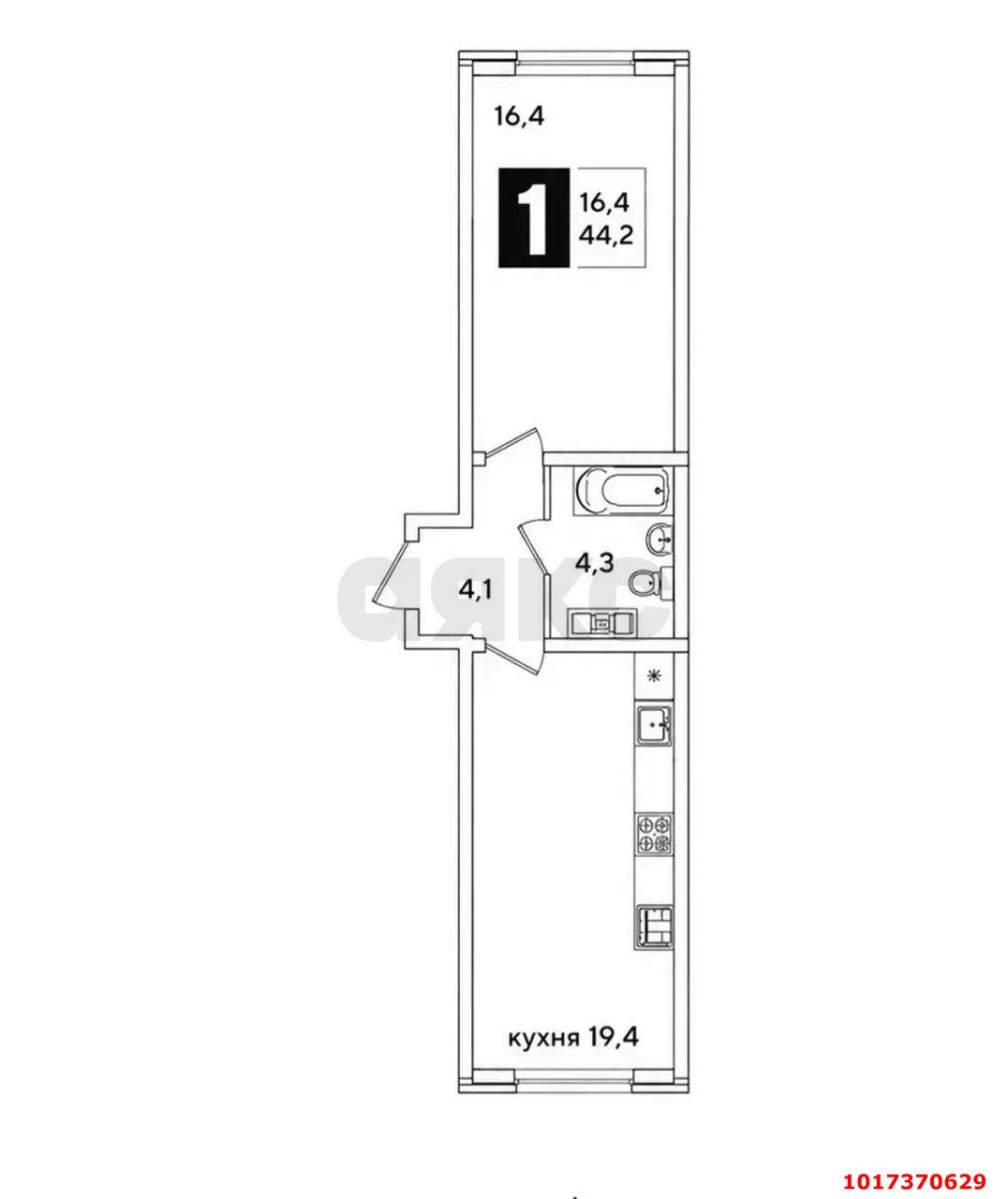 Фото №5: 1-комнатная квартира 44&nbsp;м², 15/16&nbsp;эт. - Краснодар, Прикубанский внутригородской округ, мкр. жилой комплекс Самолёт-6, ул. Ивана Беличенко, 92к3