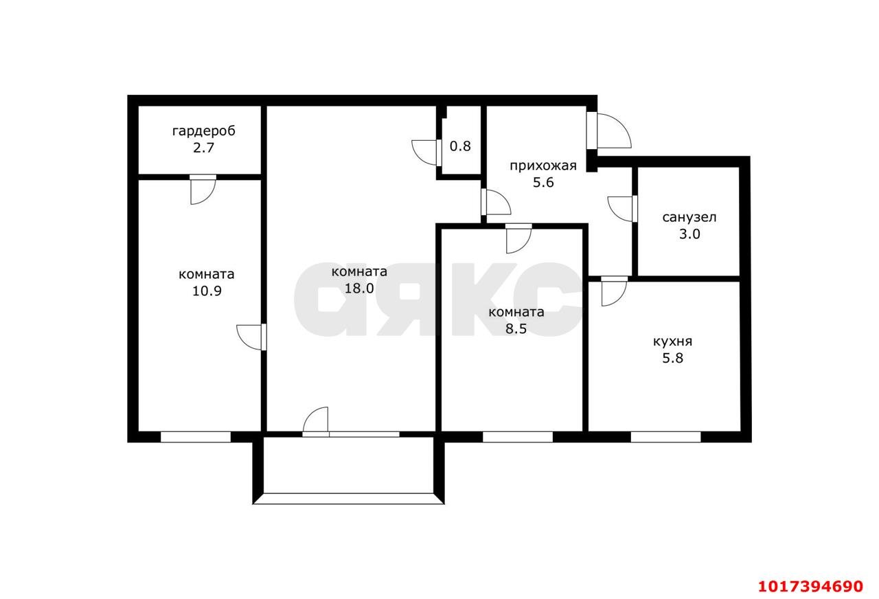 Фото №6: 3-комнатная квартира 55&nbsp;м², 4/5&nbsp;эт. - Краснодар, Западный внутригородской округ, мкр. Фестивальный, ул. Гагарина, 141