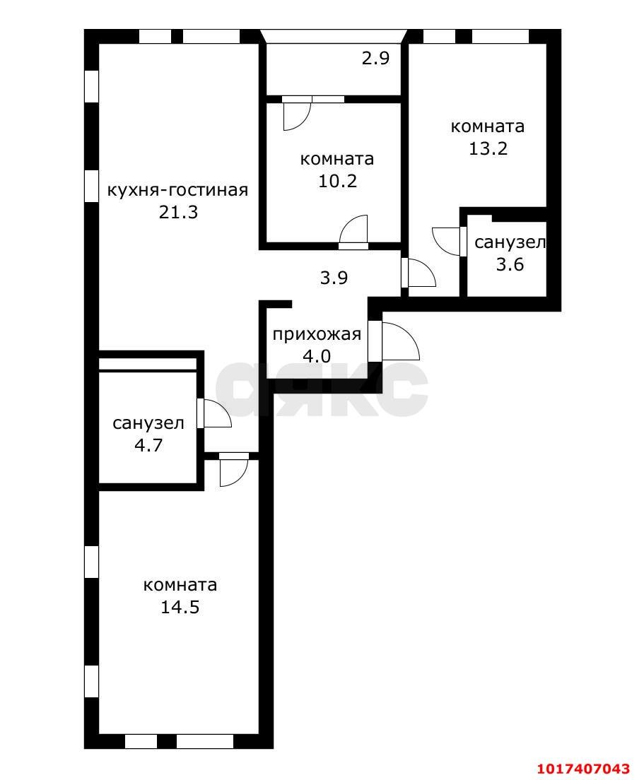 Фото №14: 3-комнатная квартира 79&nbsp;м², 9/9&nbsp;эт. - Краснодар, Прикубанский внутригородской округ, мкр. культурный квартал Эрмитаж, ул. им. Мурата Ахеджака, 20