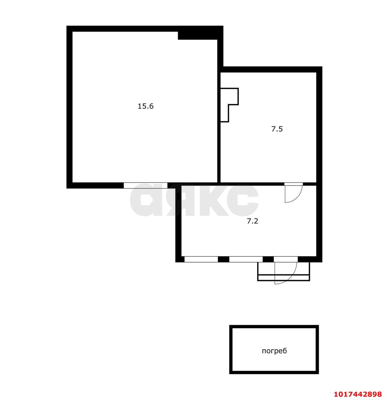 Фото №7: 2-комнатная квартира 30&nbsp;м², 1/1&nbsp;эт. - Краснодар, Центральный внутригородской округ, Черёмушки, мкр. Дубинка, пр-д 2-й  Стасова, 93