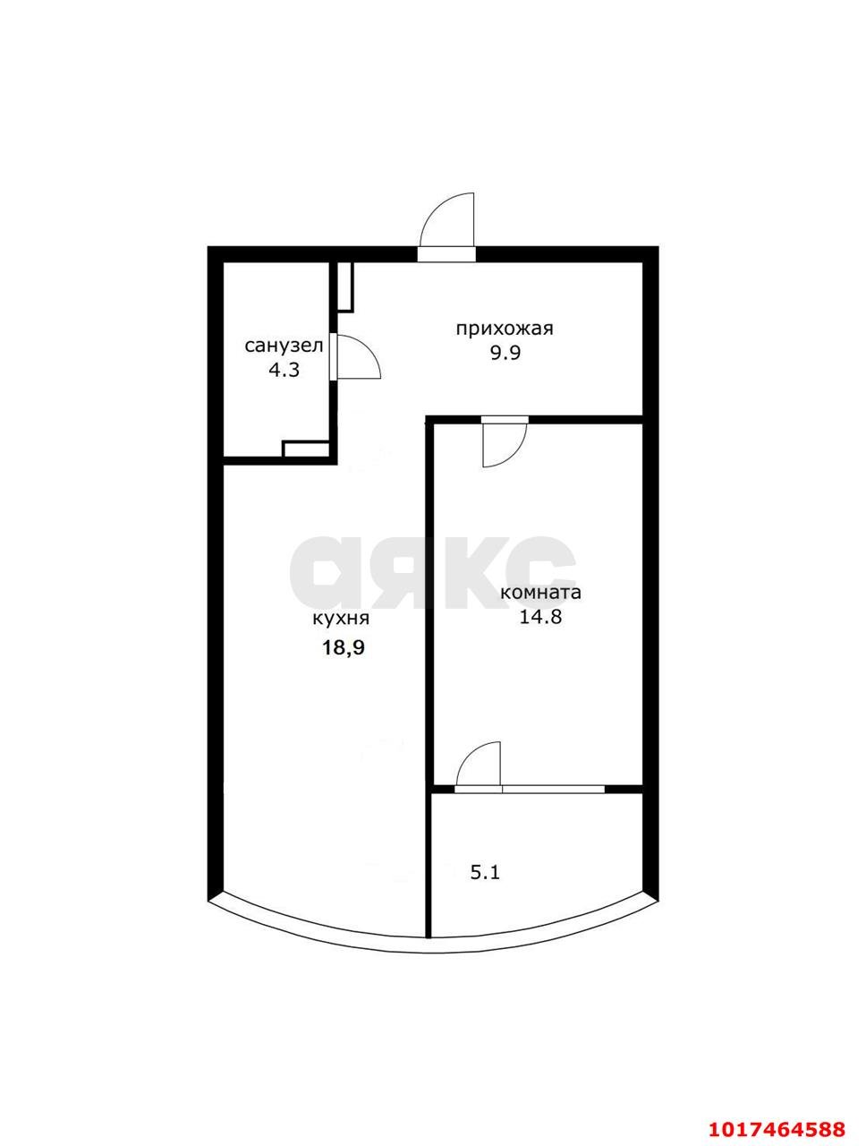 Фото №9: 1-комнатная квартира 53&nbsp;м², 18/24&nbsp;эт. - Краснодар, Прикубанский внутригородской округ, Россинского, мкр. жилой комплекс Дружный-2, б-р Адмиралтейский, 3к2