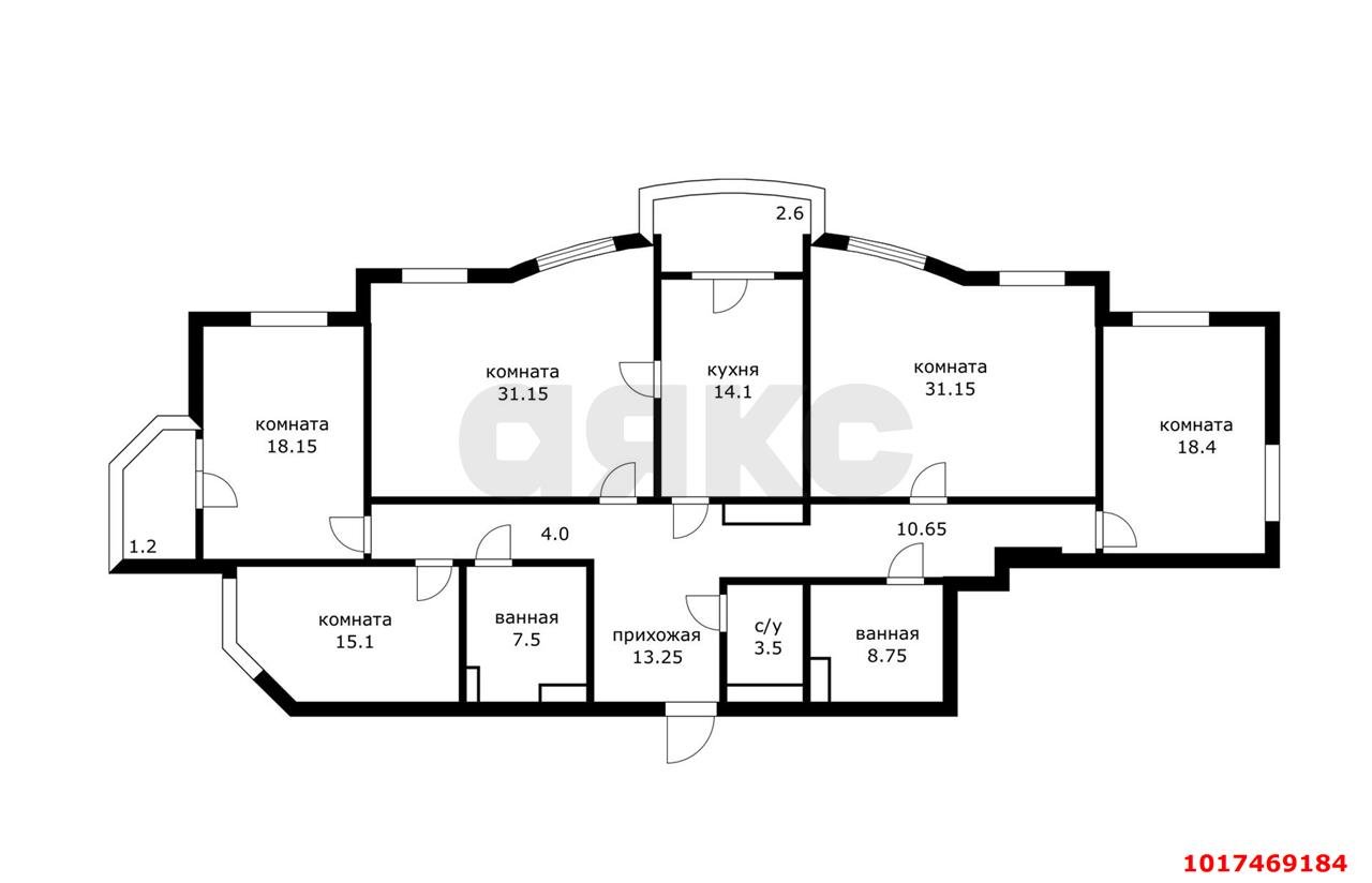 Фото №5: 5+-комнатная квартира 185&nbsp;м², 7/24&nbsp;эт. - Краснодар, Центральный внутригородской округ, Завод Измерительных Приборов, мкр. ЖК Ривьера, ул. Московская, 57/1