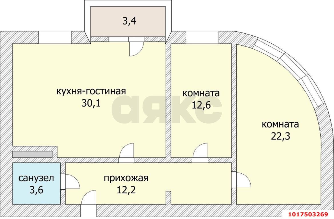 Фото №13: 3-комнатная квартира 85&nbsp;м², 22/22&nbsp;эт. - Краснодар, Карасунский внутригородской округ, Хлопчато-бумажный Комбинат, мкр. жилой комплекс Аквамарин, ул. Уральская, 75к2