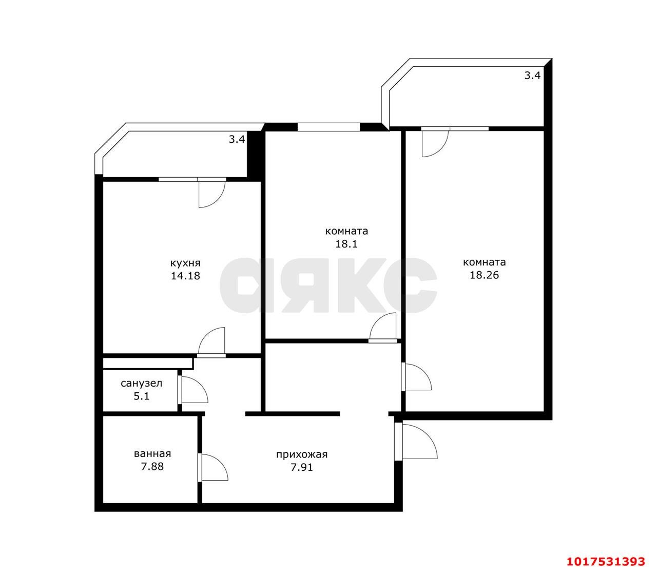 Фото №9: 2-комнатная квартира 70&nbsp;м², 16/16&nbsp;эт. - Краснодар, Прикубанский внутригородской округ, Восточный, мкр. жилой комплекс Квартал № 6, ул. Генерал-лейтенанта Александра Сапрунова, 15