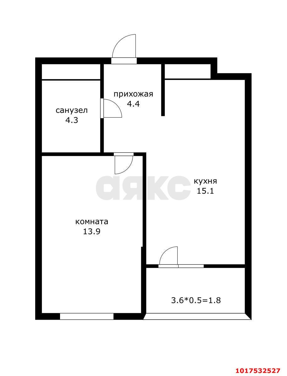 Фото №3: 1-комнатная квартира 42&nbsp;м², 13/17&nbsp;эт. - Новая Адыгея, мкр. ЖК Мегасити, ул. Бжедугская, 4к2