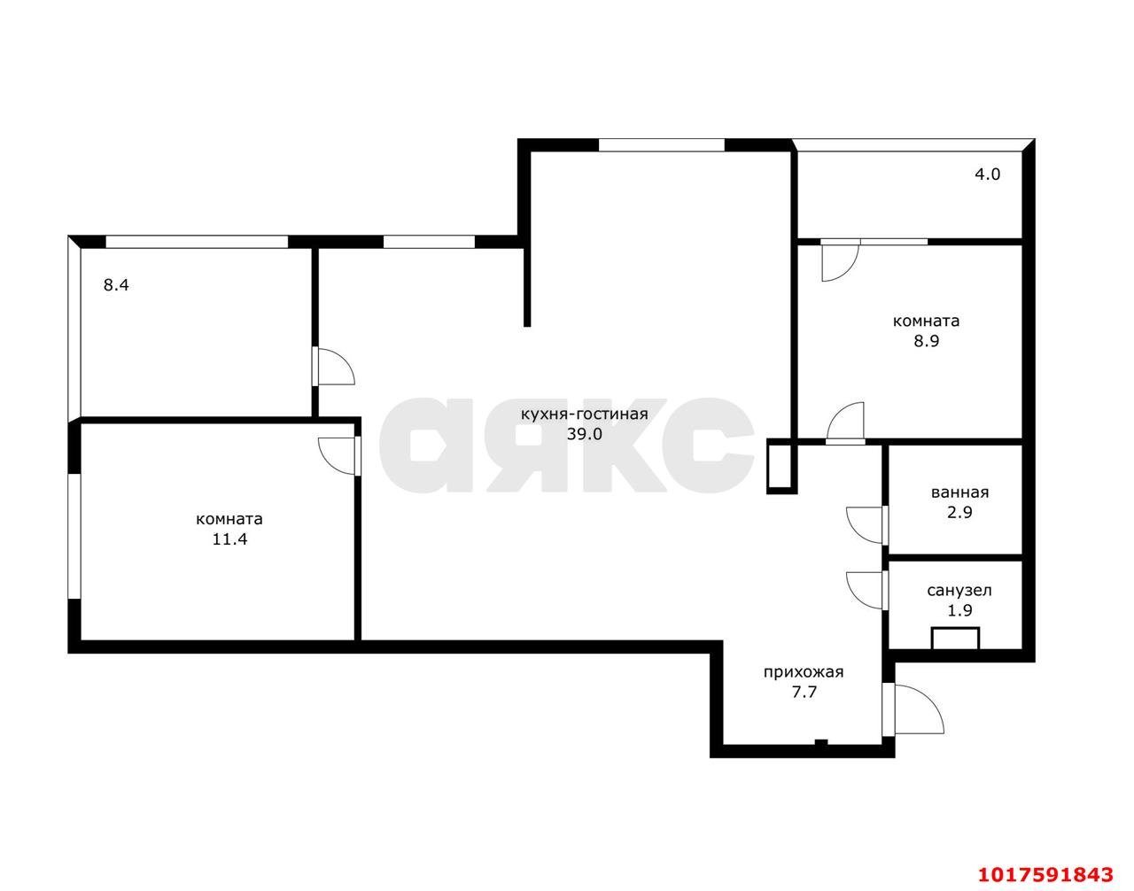 Фото №9: 3-комнатная квартира 84&nbsp;м², 20/24&nbsp;эт. - Краснодар, Прикубанский внутригородской округ, мкр. Любимово, 7