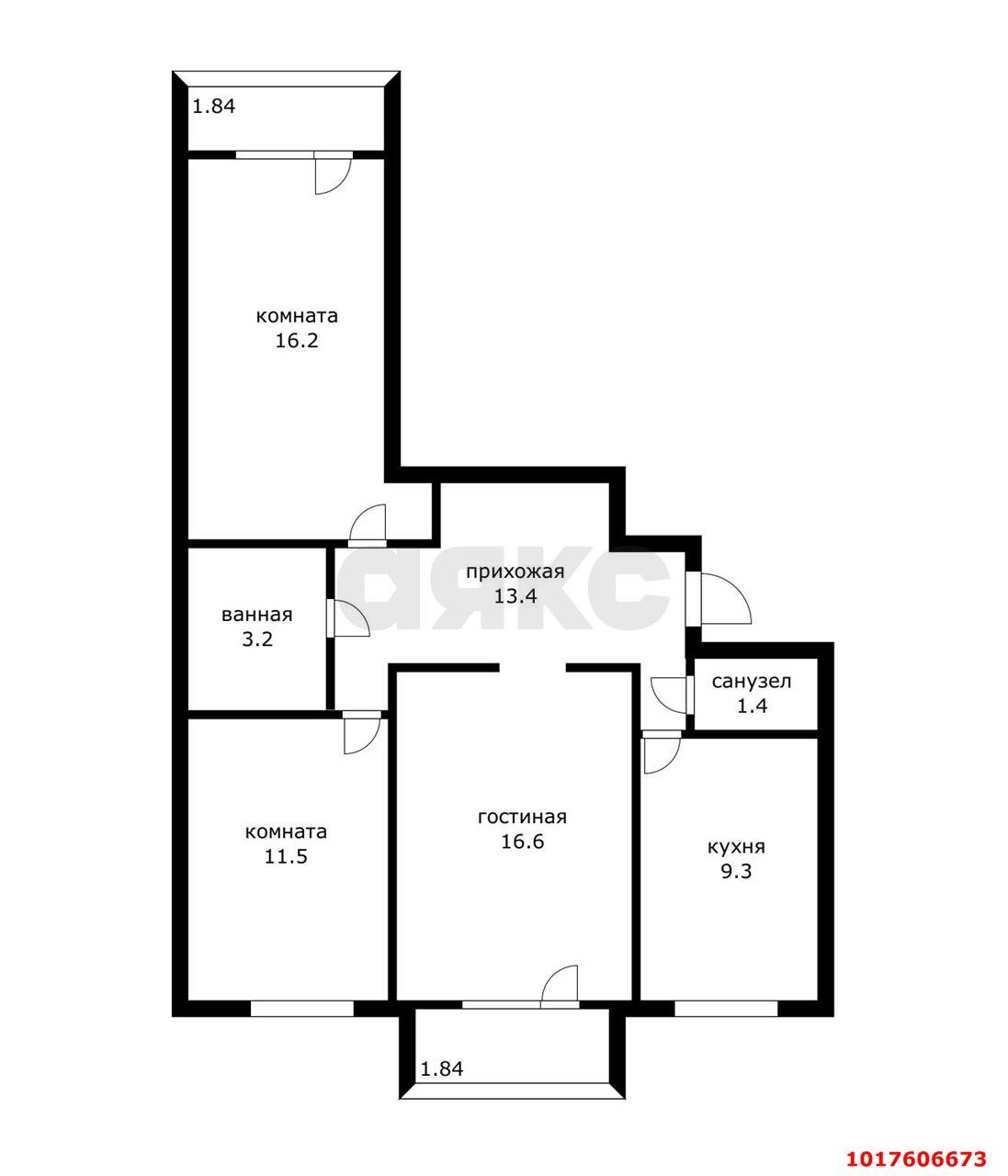 Фото №13: 3-комнатная квартира 78&nbsp;м², 1/10&nbsp;эт. - Краснодар, Прикубанский внутригородской округ, мкр. имени Н.И. Вавилова, ул. Вавилова, 18