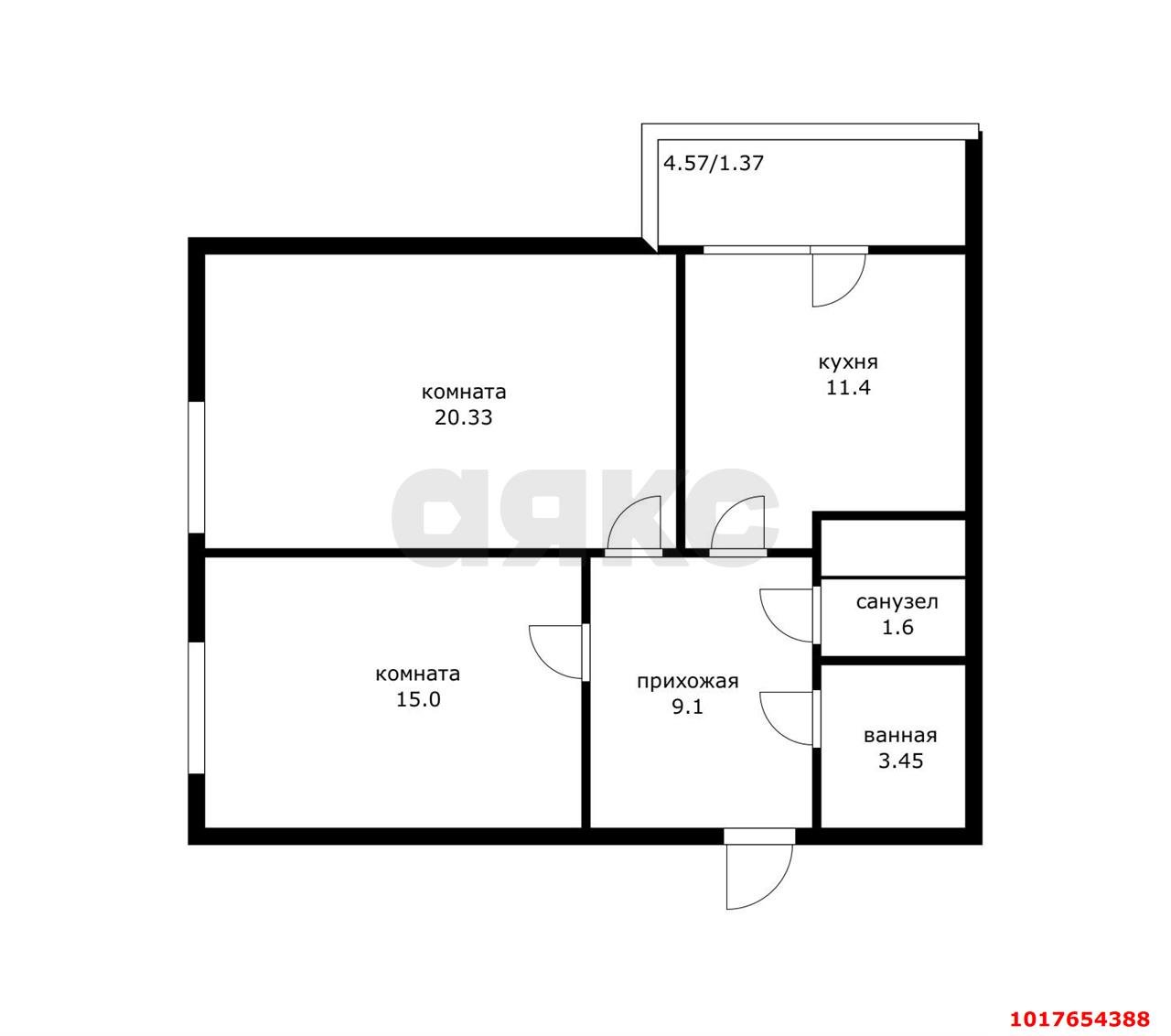 Фото №4: 2-комнатная квартира 61&nbsp;м², 9/26&nbsp;эт. - Краснодар, Карасунский внутригородской округ, Гидростроителей, мкр. жилой комплекс 7 Вершин, ул. имени Снесарева, 10/1