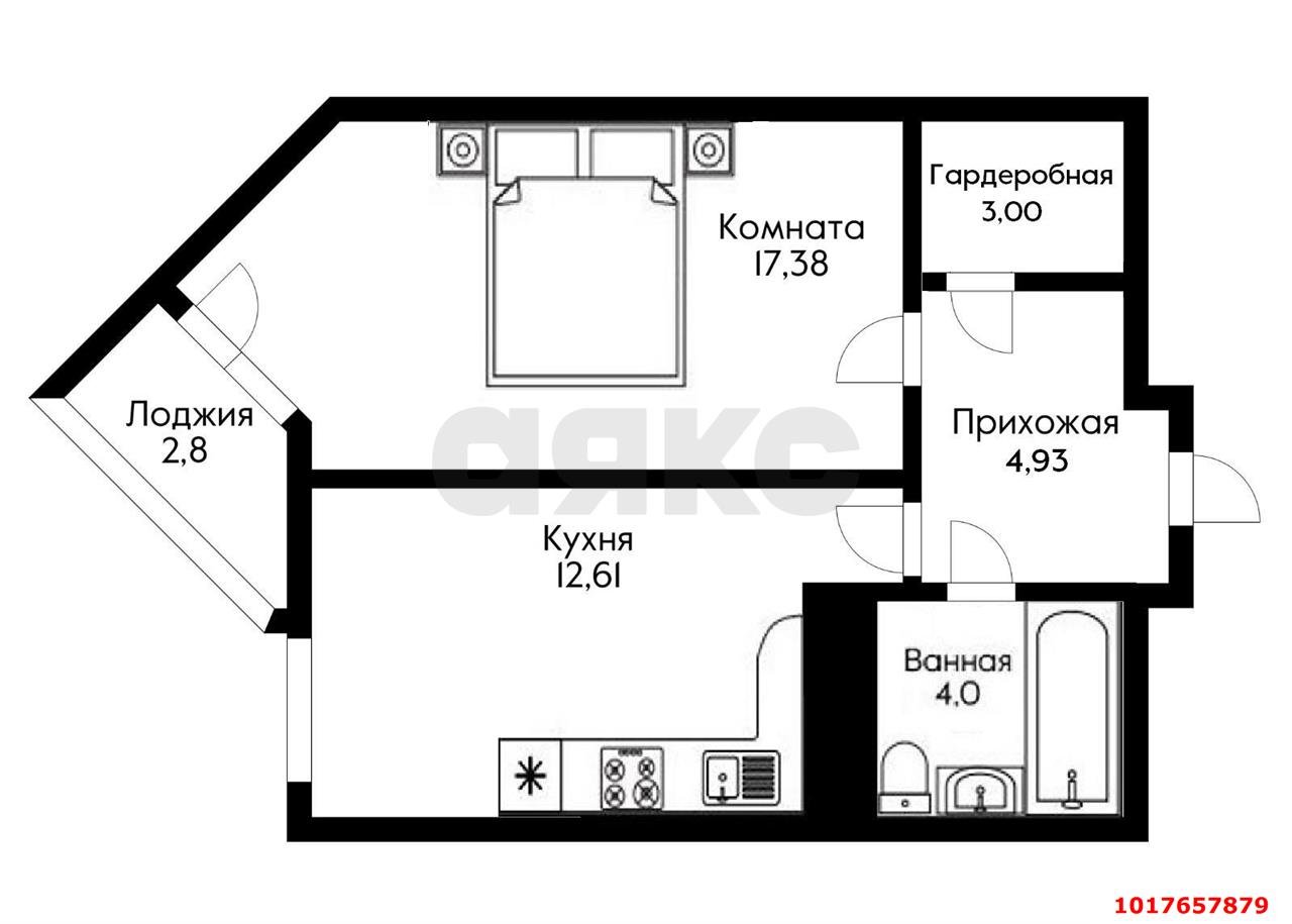 Фото №15: 1-комнатная квартира 46&nbsp;м², 3/25&nbsp;эт. - Краснодар, Карасунский внутригородской округ, ж/м Пашковский, ул. Леонида Лаврова, 4