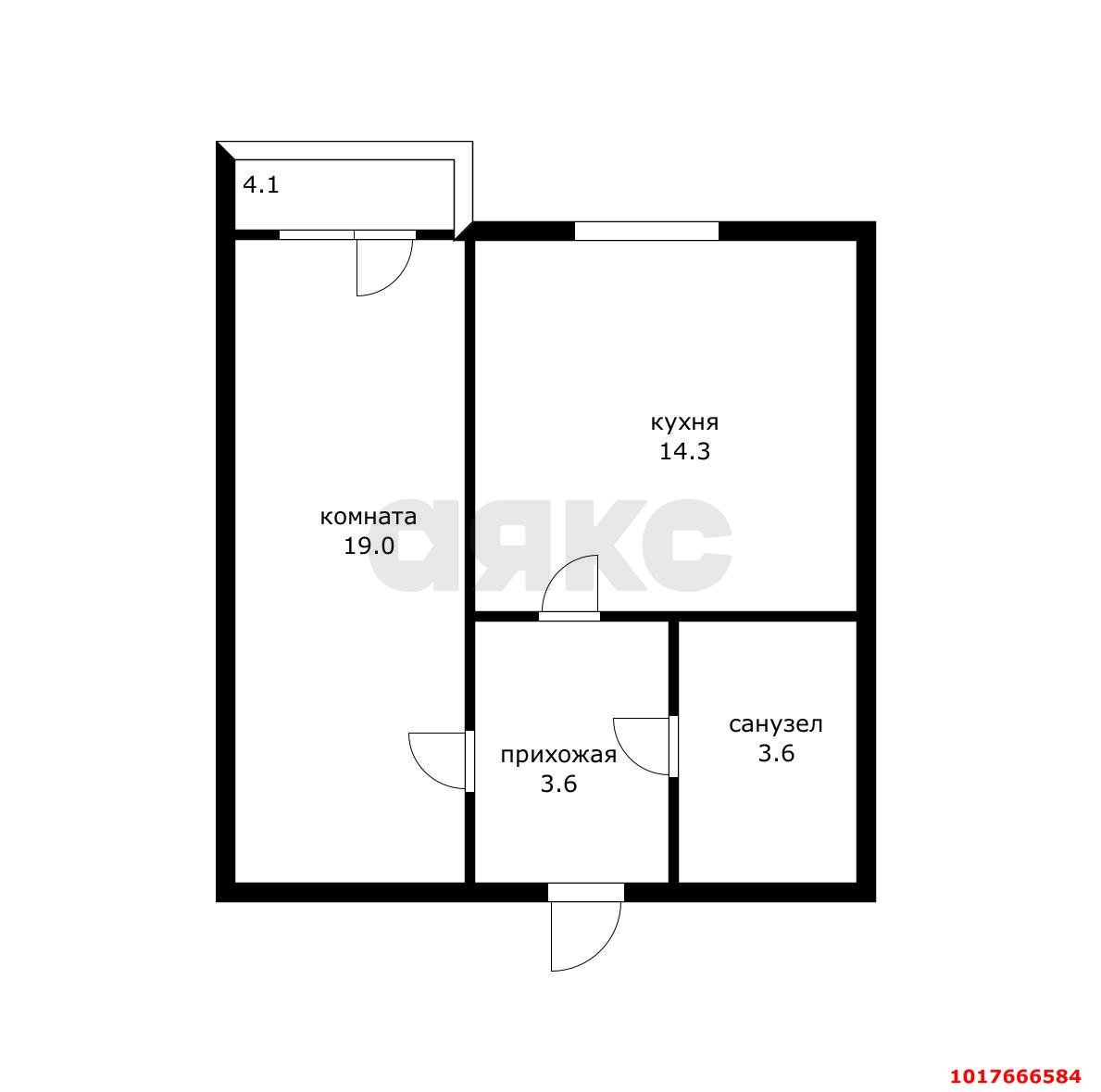 Фото №8: 1-комнатная квартира 44&nbsp;м², 4/6&nbsp;эт. - Краснодар, Прикубанский внутригородской округ, мкр. Музыкальный, ул. имени И.И. Дунаевского, 22Б