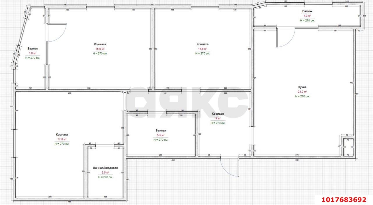 Фото №2: 3-комнатная квартира 98&nbsp;м², 3/16&nbsp;эт. - Краснодар, Прикубанский внутригородской округ, Калинино, мкр. Завод Радиоизмерительных Приборов, ул. 2-я Российская, 162
