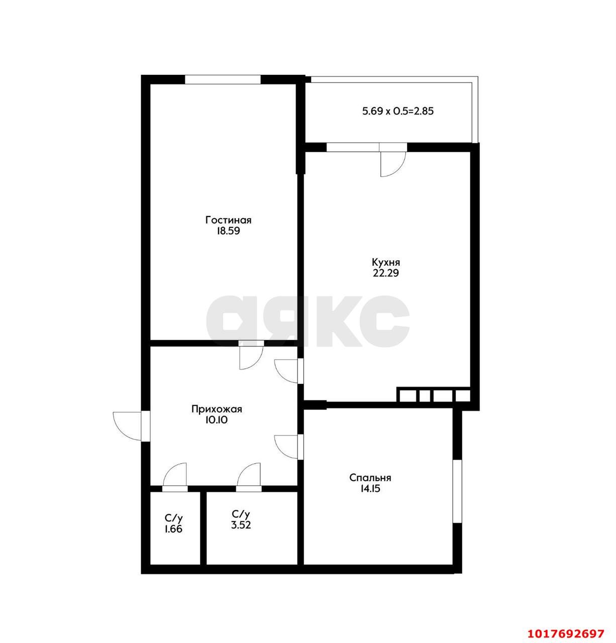 Фото №8: 2-комнатная квартира 78&nbsp;м², 16/24&nbsp;эт. - Краснодар, Прикубанский внутригородской округ, мкр. Достояние, ул. Григория Булгакова, 7