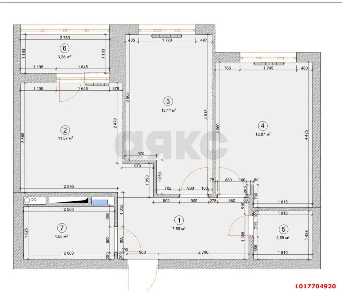 Фото №21: 2-комнатная квартира 54&nbsp;м², 12/19&nbsp;эт. - Краснодар, Прикубанский внутригородской округ, мкр. ЖК Красная Площадь, ул. им. Мурата Ахеджака, 12