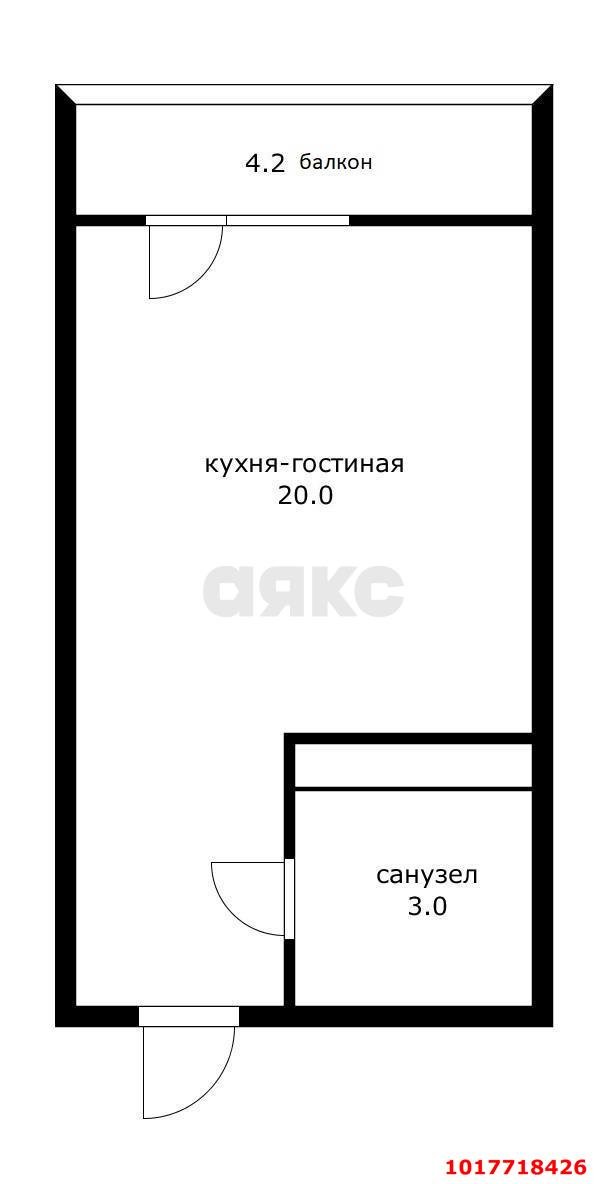 Фото №2: Студия 26&nbsp;м², 17/19&nbsp;эт. - Краснодар, Прикубанский внутригородской округ, жилой комплекс Времена Года-2, мкр. имени Петра Метальникова, ул. Петра Метальникова, 26